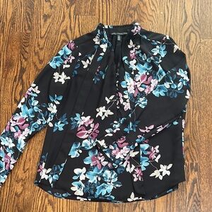 White House Black Market Ruffled Mandarin Collar Blouse